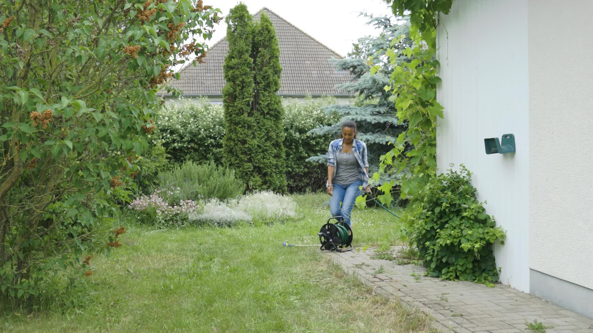 Relaxdays Schlauchtrommel, für 30 m 1/2" Schlauch, Stahl, Produktbild-Vorschau 7