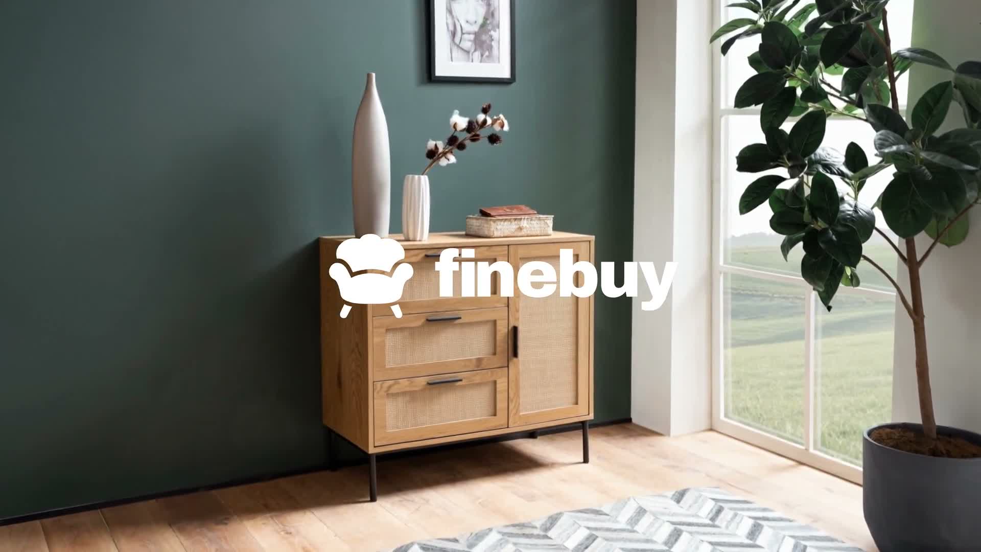 Kommode in Eiche Nachbildung 80 cm Sideboard mit 3 Produktbild-Vorschau 7