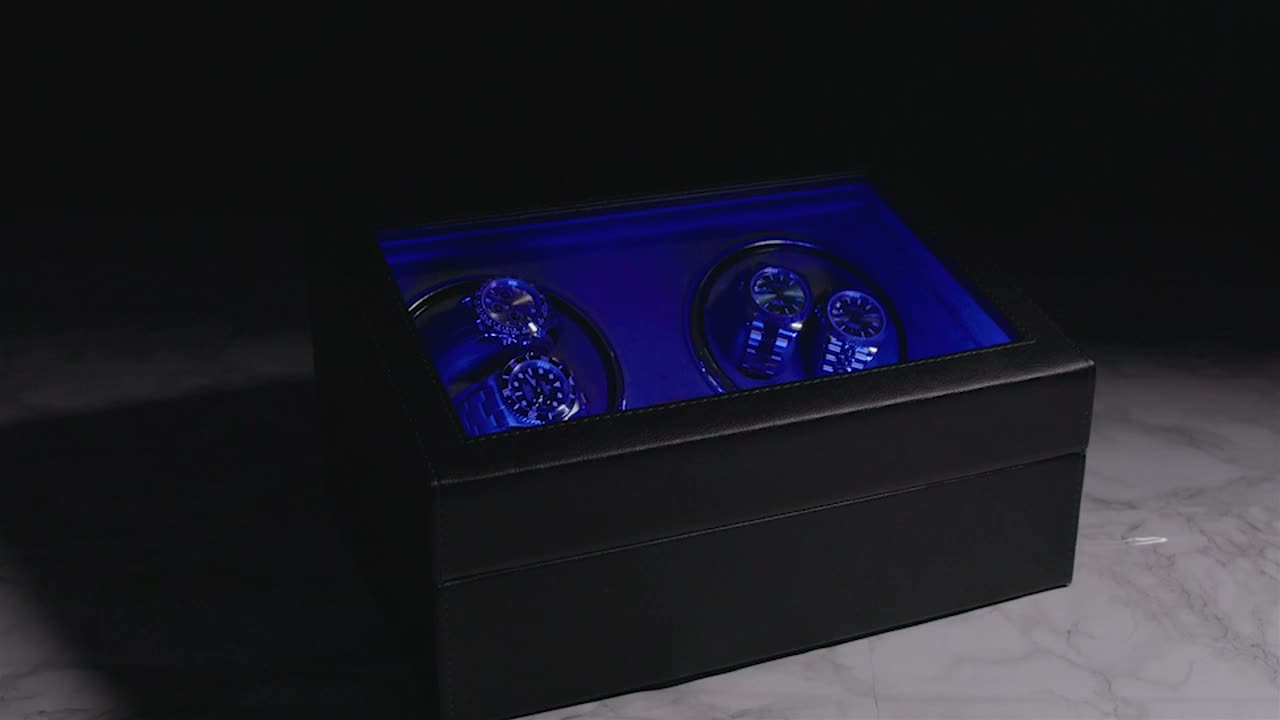 Olvy Uhrenbeweger für 4 Uhren, LED-Beleuchtung, Watchwinder Produktbild-Vorschau 6