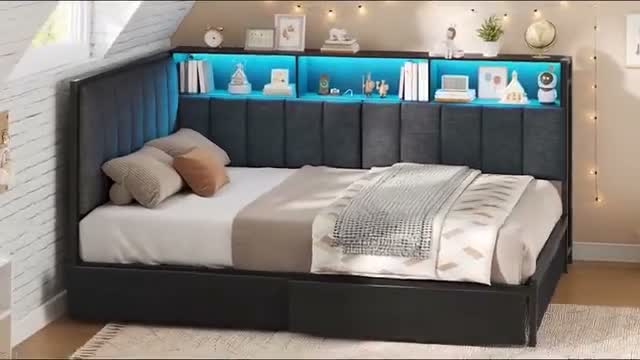 AODEMOKO Polsterbett Schlafsofa, Jugendbett mit Produktbild-Vorschau 7