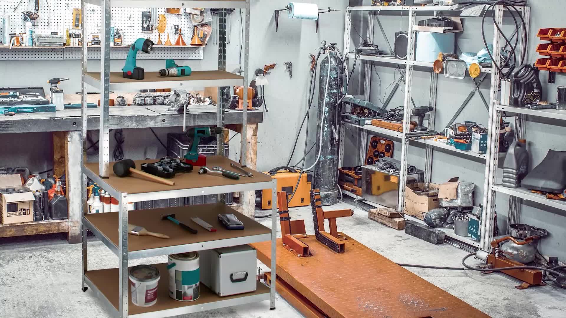Relaxdays Schwerlastregal mit Werkbank, 900 Kg 5 Böden, Produktbild-Vorschau 7