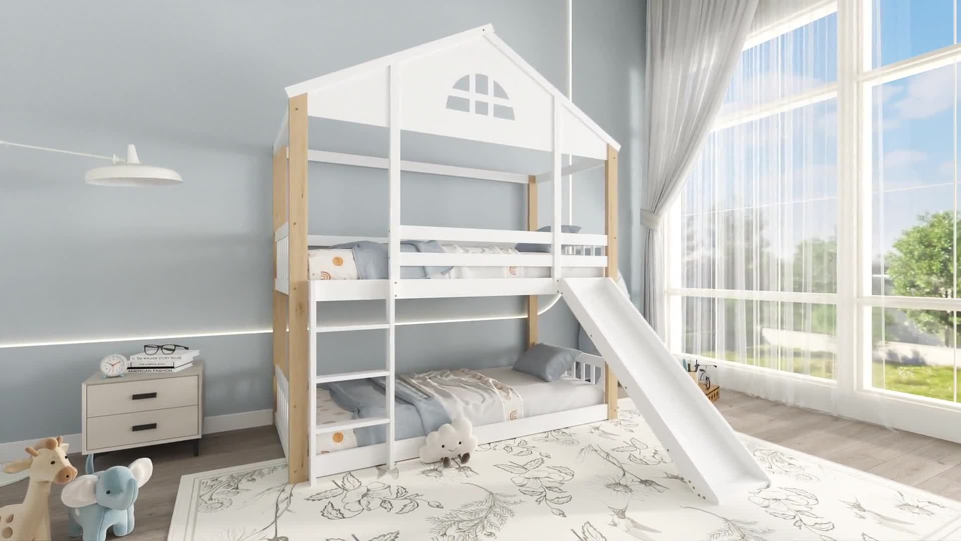 Flieks Etagenbett 90x200cm mit Rausfallschutz, Kinderbett Produktbild-Vorschau 7