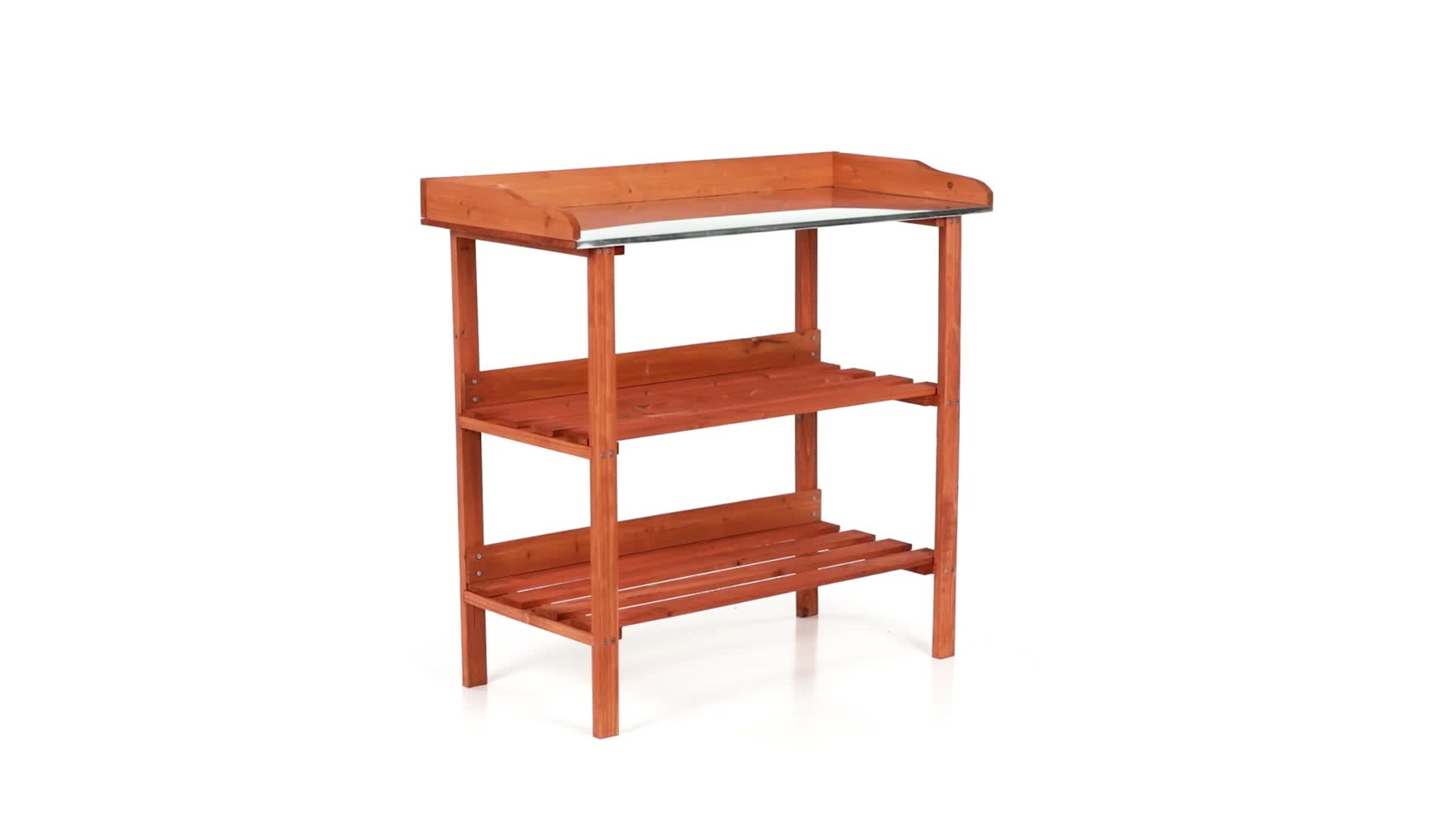 Relaxdays Pflanztisch, Holz, Metallplatte, 3 Ebenen, Produktbild-Vorschau 7
