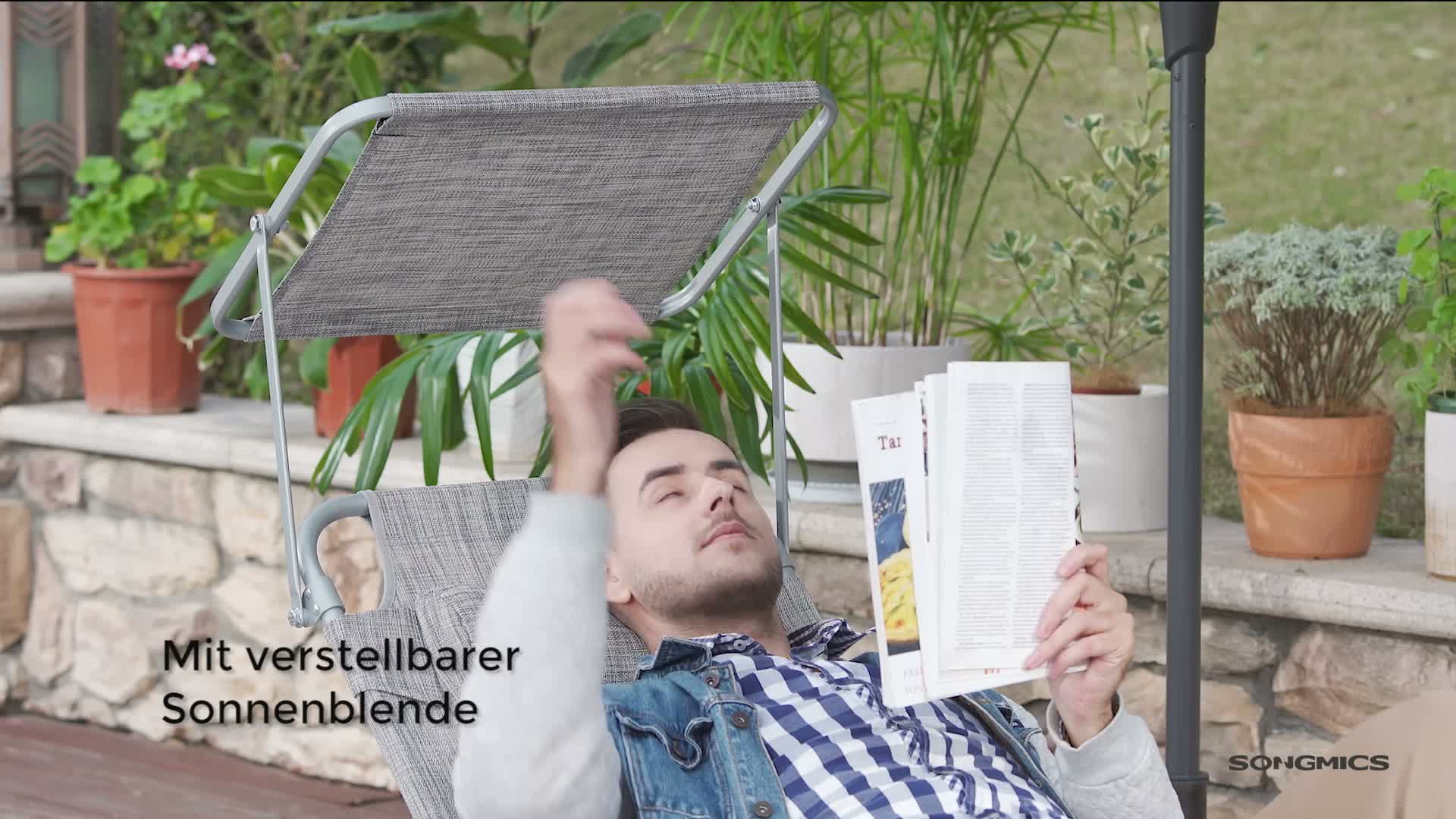 SONGMICS Gartenliege, klappbarer Liegestuhl, 193x53x29cm, Produktbild-Vorschau 7