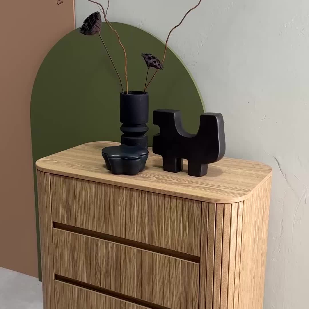 sweeek - Kommode mit geriffeltem Holzkdekor 3 Schubladen - Produktbild-Vorschau 7