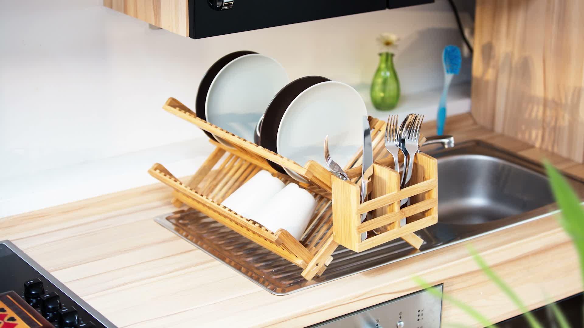 Relaxdays Abtropfgestell CROSS, mit Besteckkorb, Produktbild-Vorschau 7