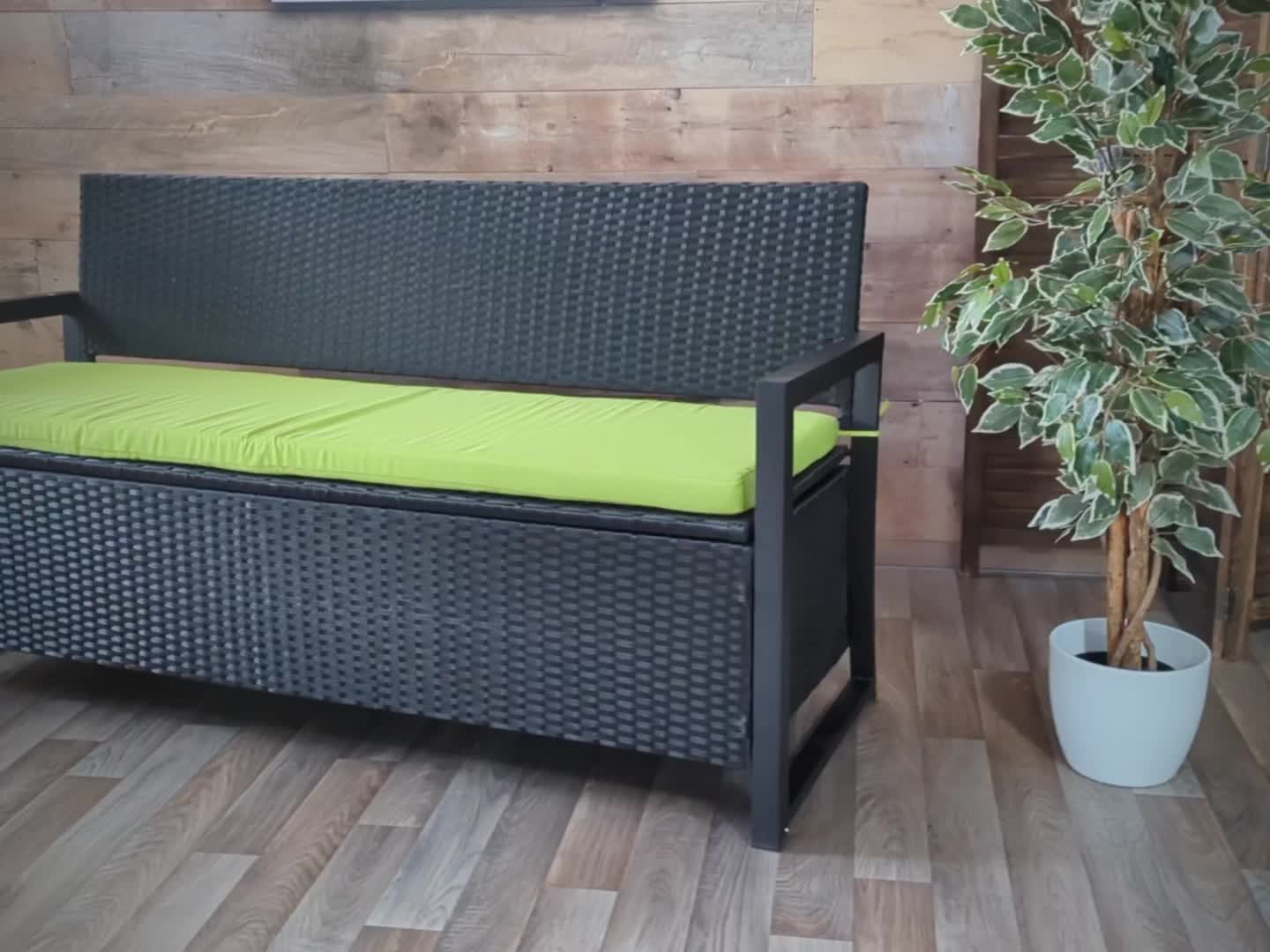 Poly-Rattan 3er Sitzbank MCW-F39, Gartenbank Truhenbank, Produktbild-Vorschau 7
