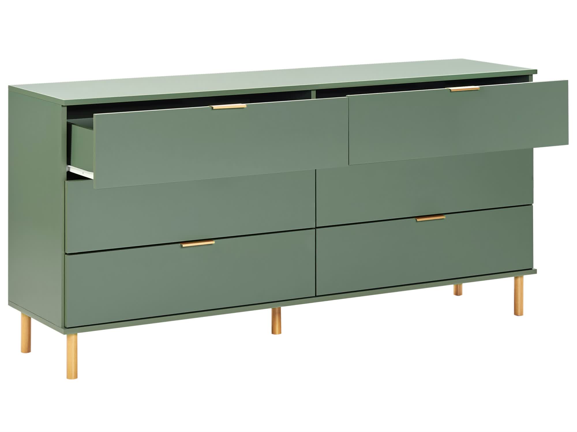 BELIANI Kommode Grün Faserplatte mit 6 Schubladen Goldene Produktbild-Vorschau 7