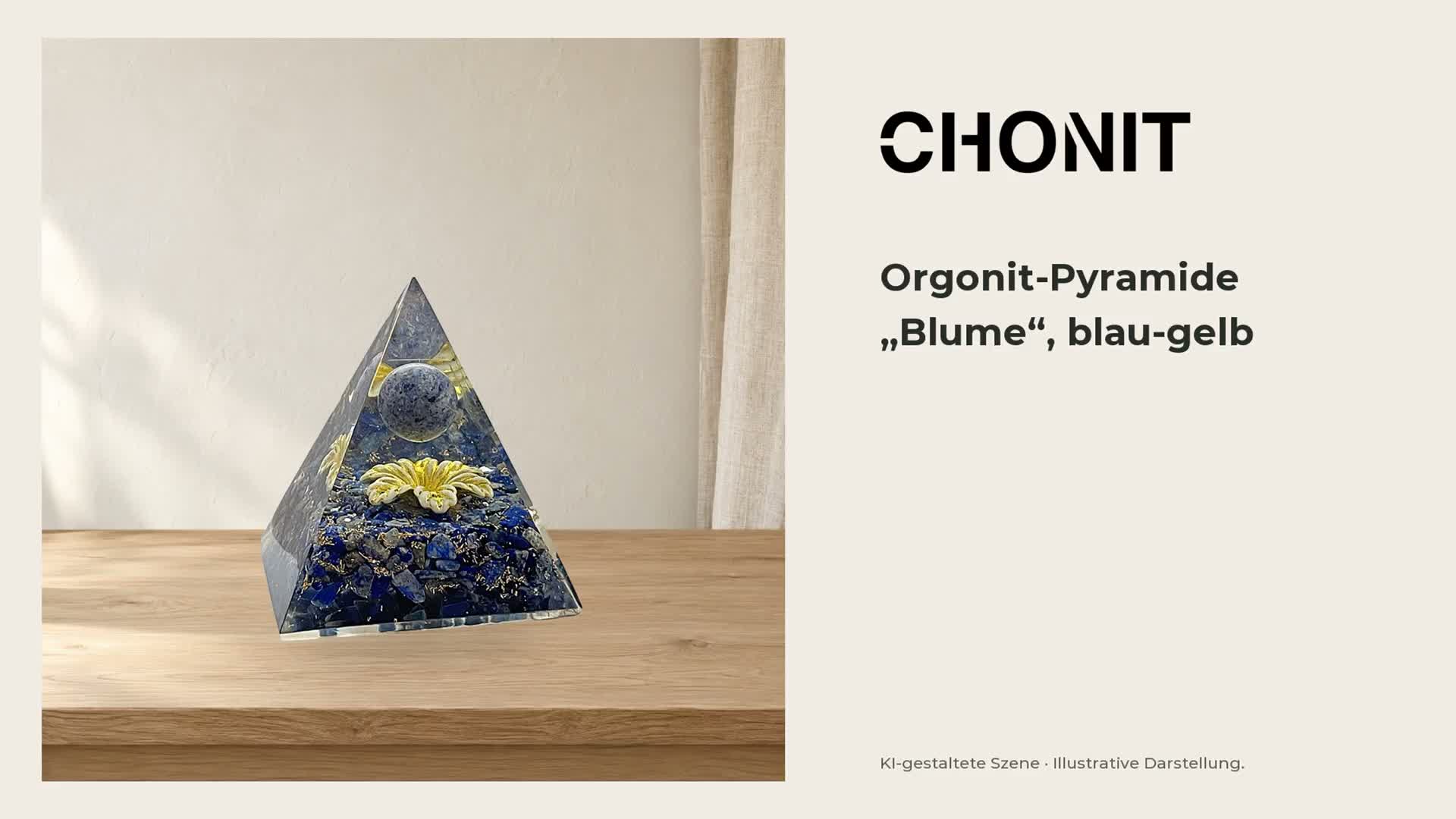 CHONIT Orgonit Pyramide Blume Blau Gelb Sodalith Kugel 7,5 Produktbild-Vorschau 6