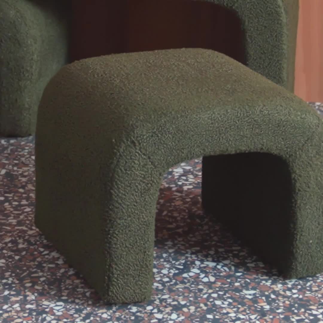 Panca e sgabelli impilabili bouclé, Verde kaki Anteprima dell’immagine prodotto 7