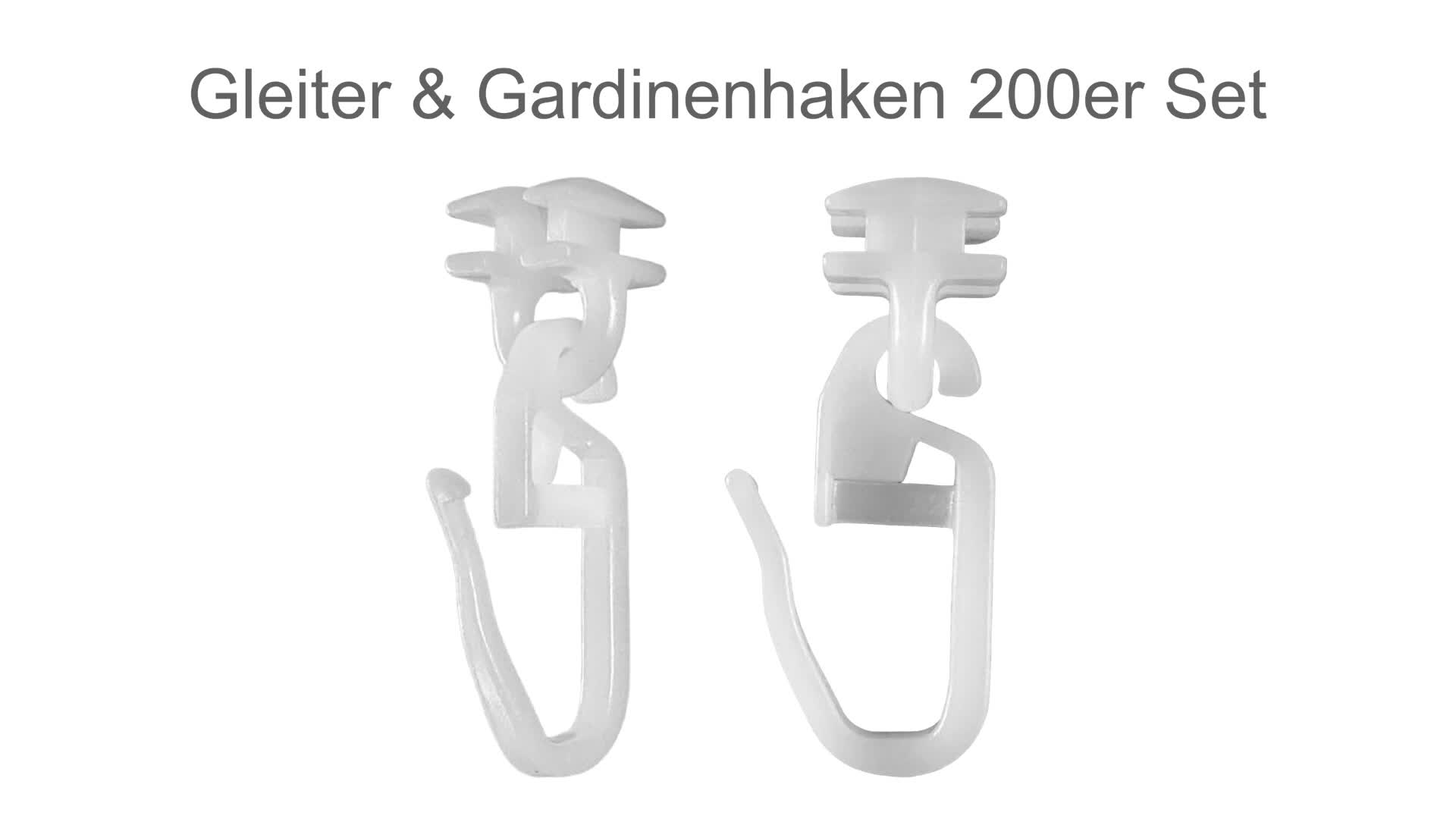 rewagi® 200 Stück Gardinen Gleiter mit Faltenhaken – Weiß – Produktbild-Vorschau 7