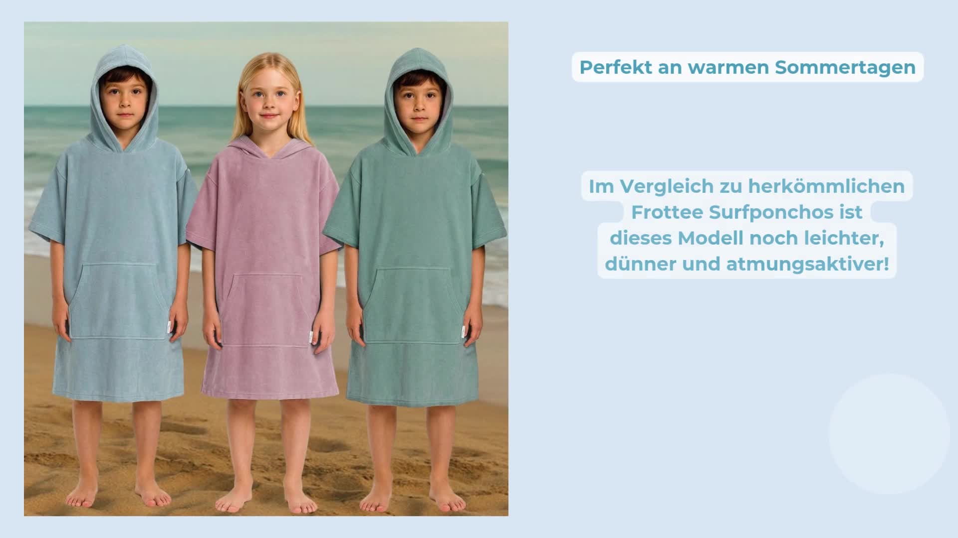 CalmyBEACH Leicht Frottee Badeponcho Kinder - Mädchen Produktbild-Vorschau 7