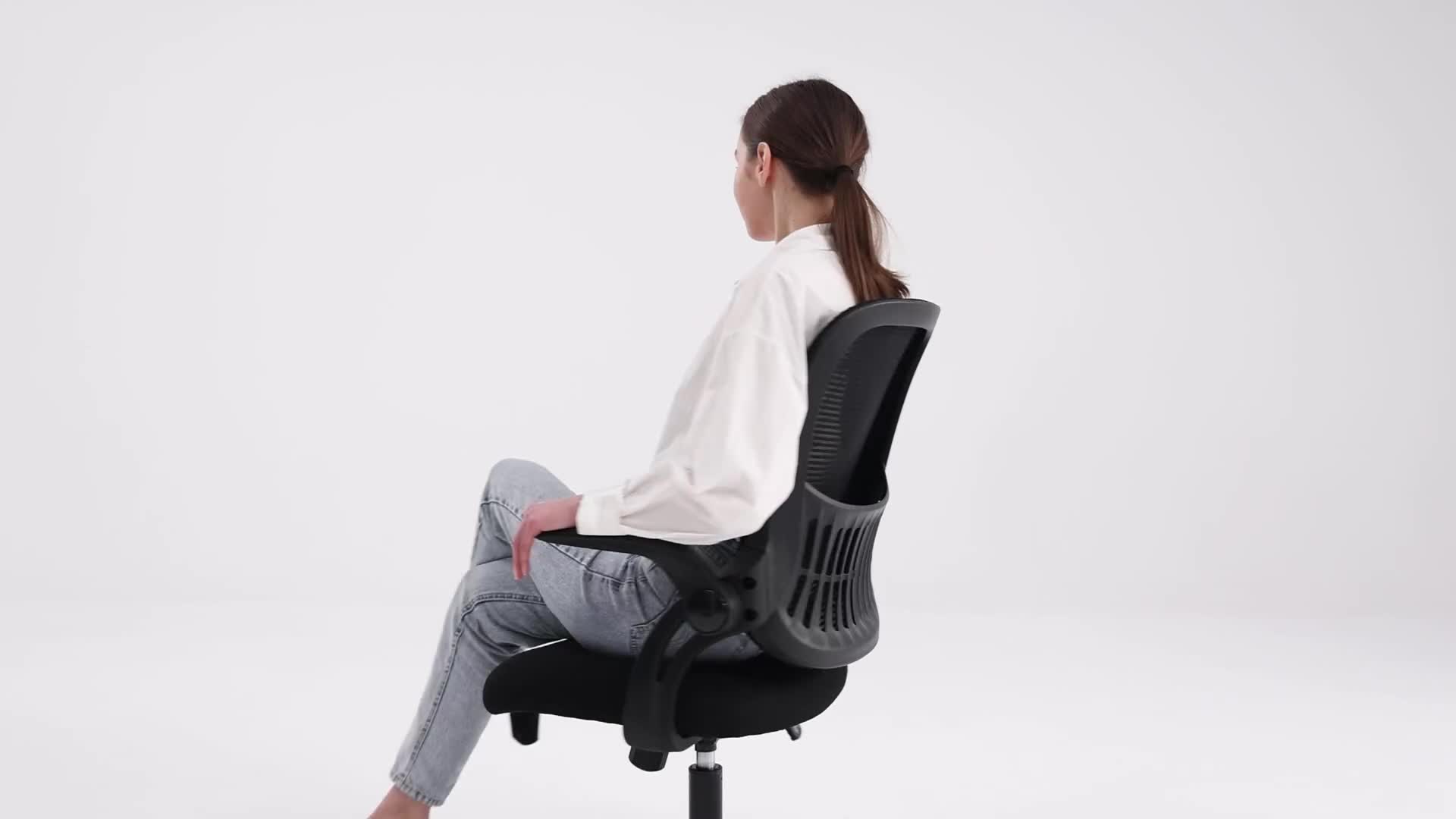 Bürostuhl – Ergonomischer Sitz – Sessel mit 90° klappbarer Produktbild-Vorschau 7