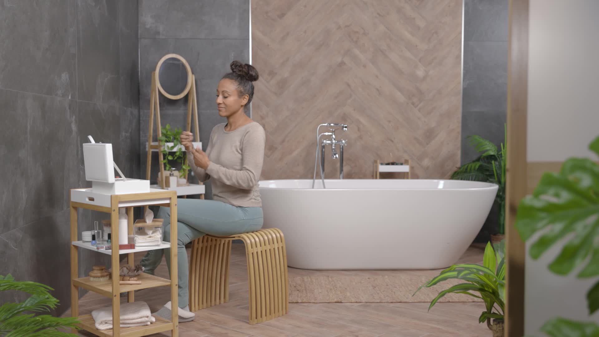 Relaxdays Tücherbox, Kunststoff & Bambus, Kosmetiktücher Produktbild-Vorschau 7