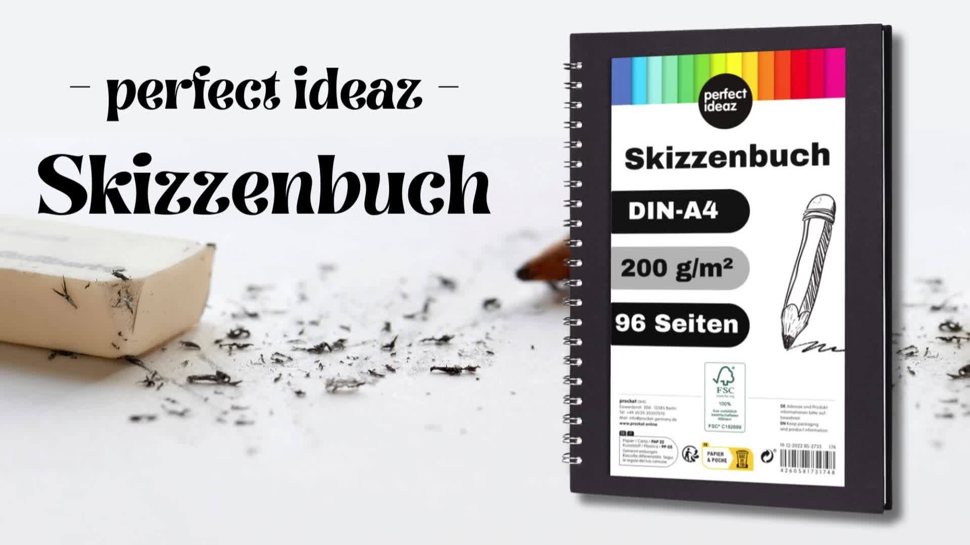 perfect ideaz 96 seitiges A4 Skizzenbuch schwarz, Produktbild-Vorschau 7