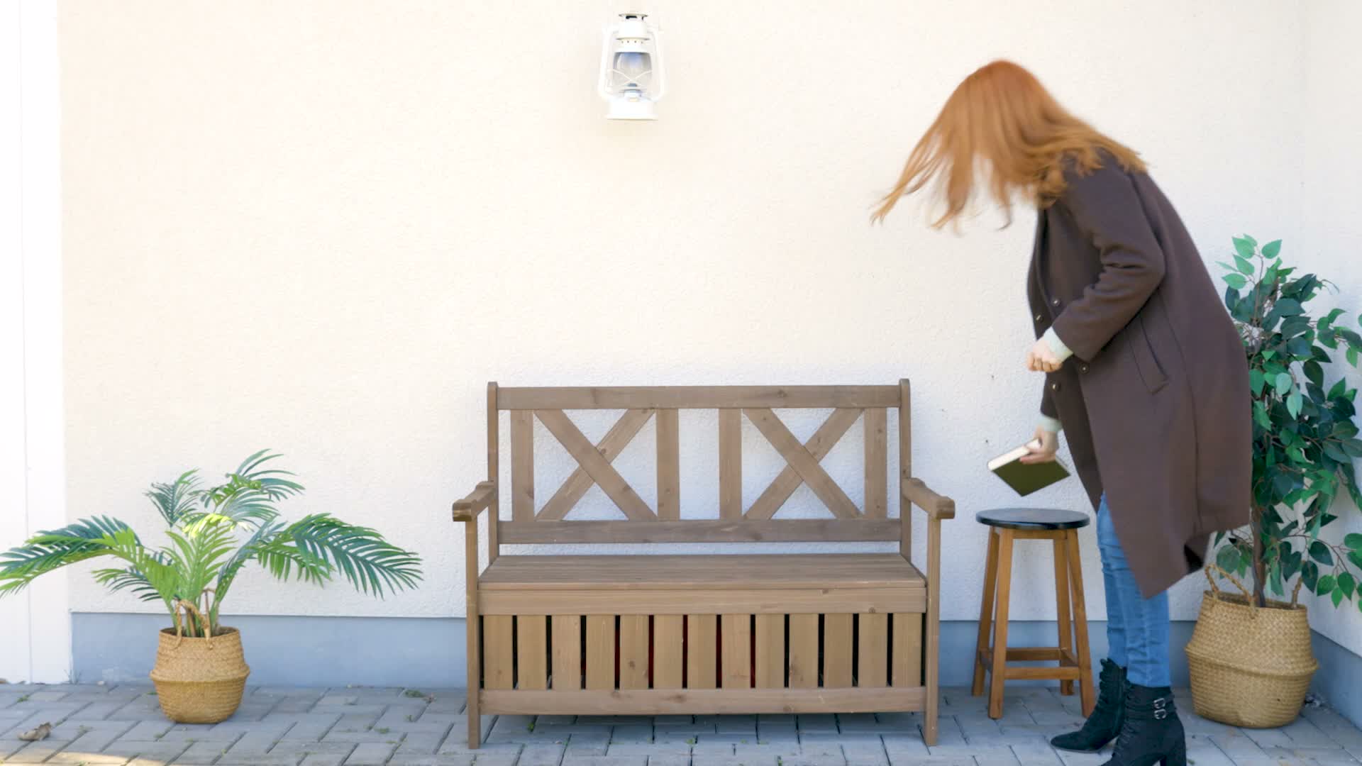 Relaxdays Gartenbank, Outdoorbank mit Stauraum, 2-Sitzer, Produktbild-Vorschau 7