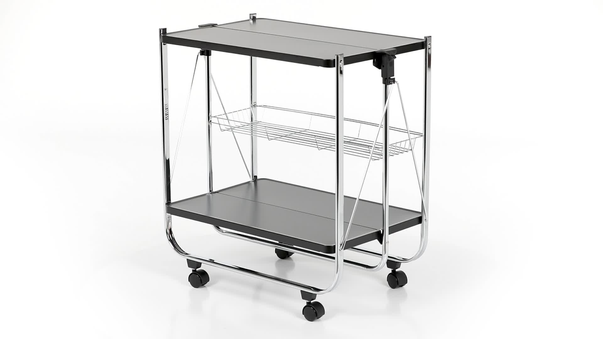 Relaxdays Servierwagen klappbar, 4 Rollen, Metall, 2 Böden, Produktbild-Vorschau 7