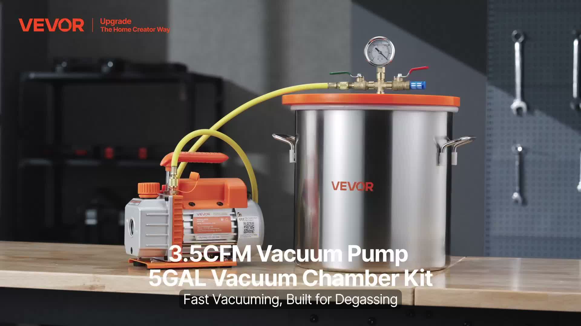 Vakuová pumpa VEVOR s vakuovou komorou 18,9 l, 3,5 CFM 99 Náhled obrázku produktu 7