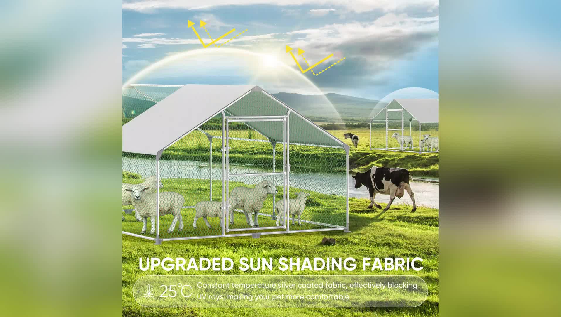 XMTECH Kurnik 3 x 6 x 2 m, kurnik na wolnym powietrzu z Podgląd zdjęcia produktu 7