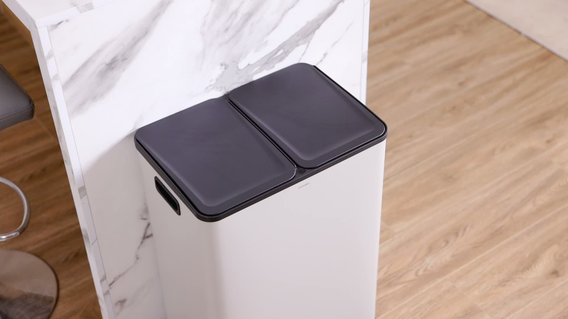 CASABEL Pattumiera, 2x15L, nero / Cromato, acciaio inox, Anteprima dell’immagine prodotto 7