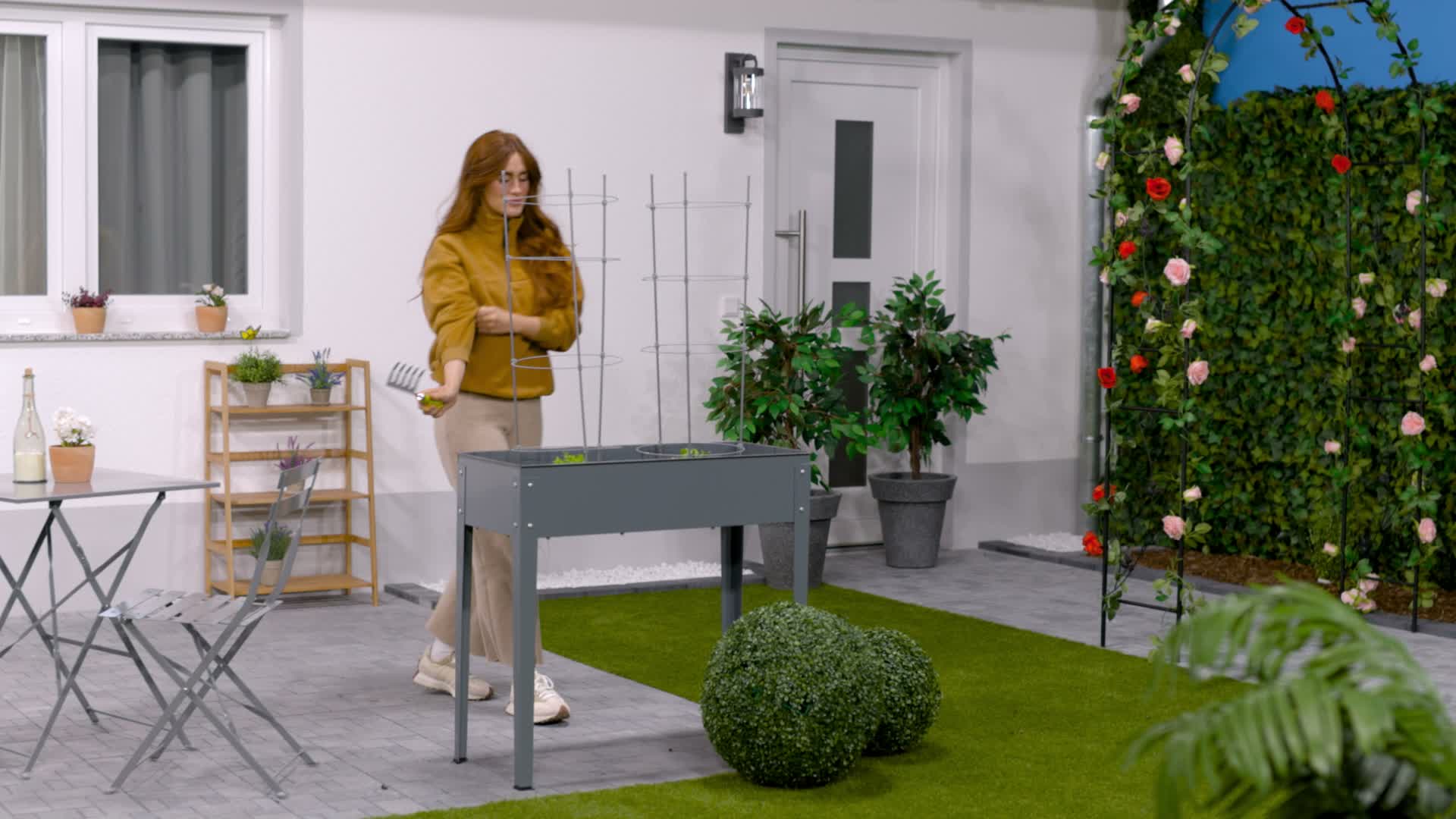 Relaxdays Hochbeet Metall, schmales Kräuterbeet, für Produktbild-Vorschau 7