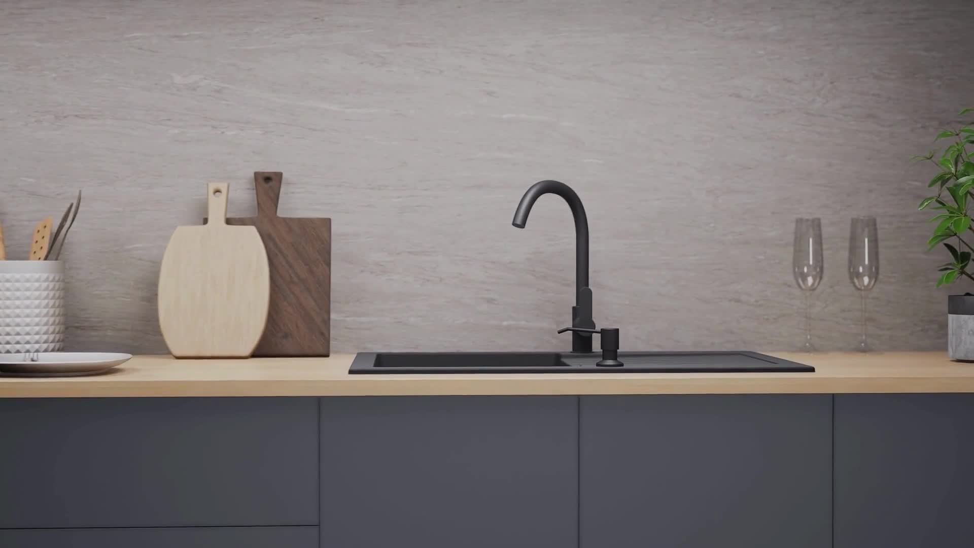 [Granitspüle 76x44 Schwarz]Hochwertig beidseitig Montierbar Produktbild-Vorschau 5