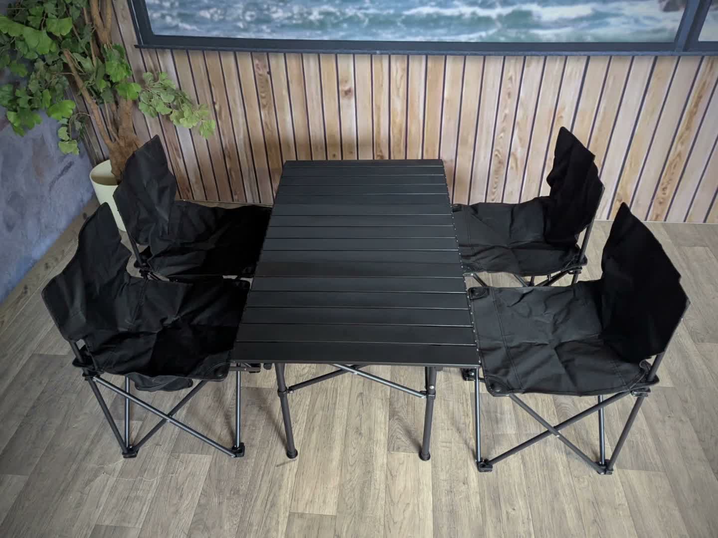 Campingset HWC-Q39, Tisch 4x Stuhl Klappstuhl Anglerstuhl Produktbild-Vorschau 7