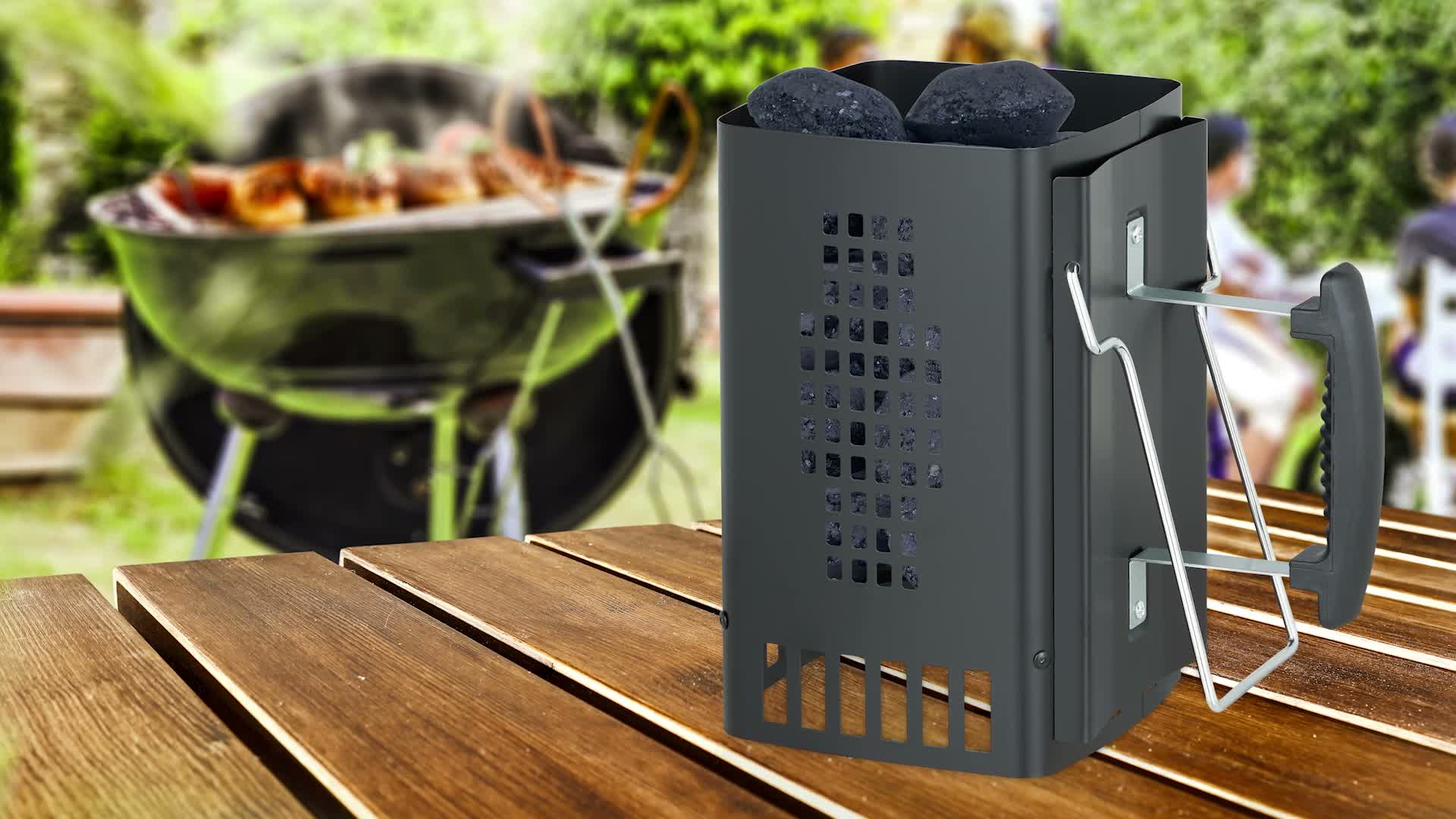 Relaxdays Anzündkamin Grill, mit Sicherheitsgriff & Produktbild-Vorschau 7