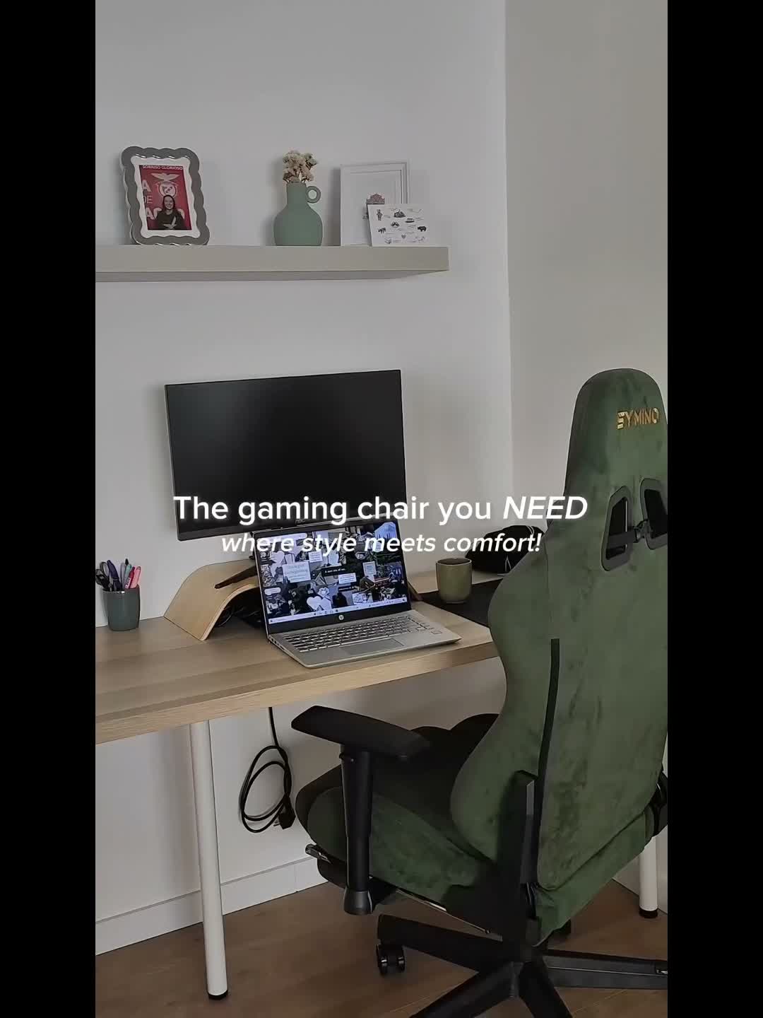 Gaming-Stuhl grün Samt ergonomisch, Massage-Lendenstütze, Produktbild-Vorschau 7