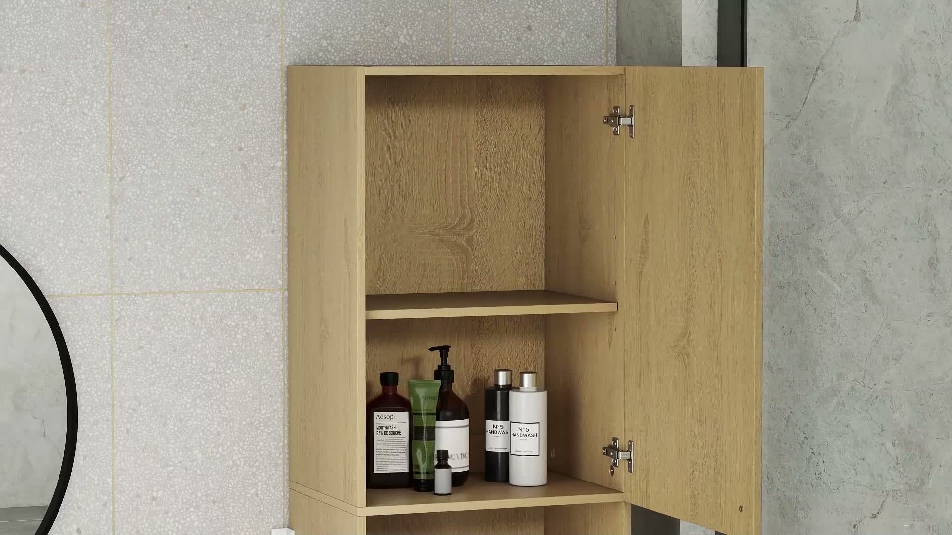 HOMCOM Badezimmerschrank mit 2 Türen Verstellbaren Ablagen Produktbild-Vorschau 7