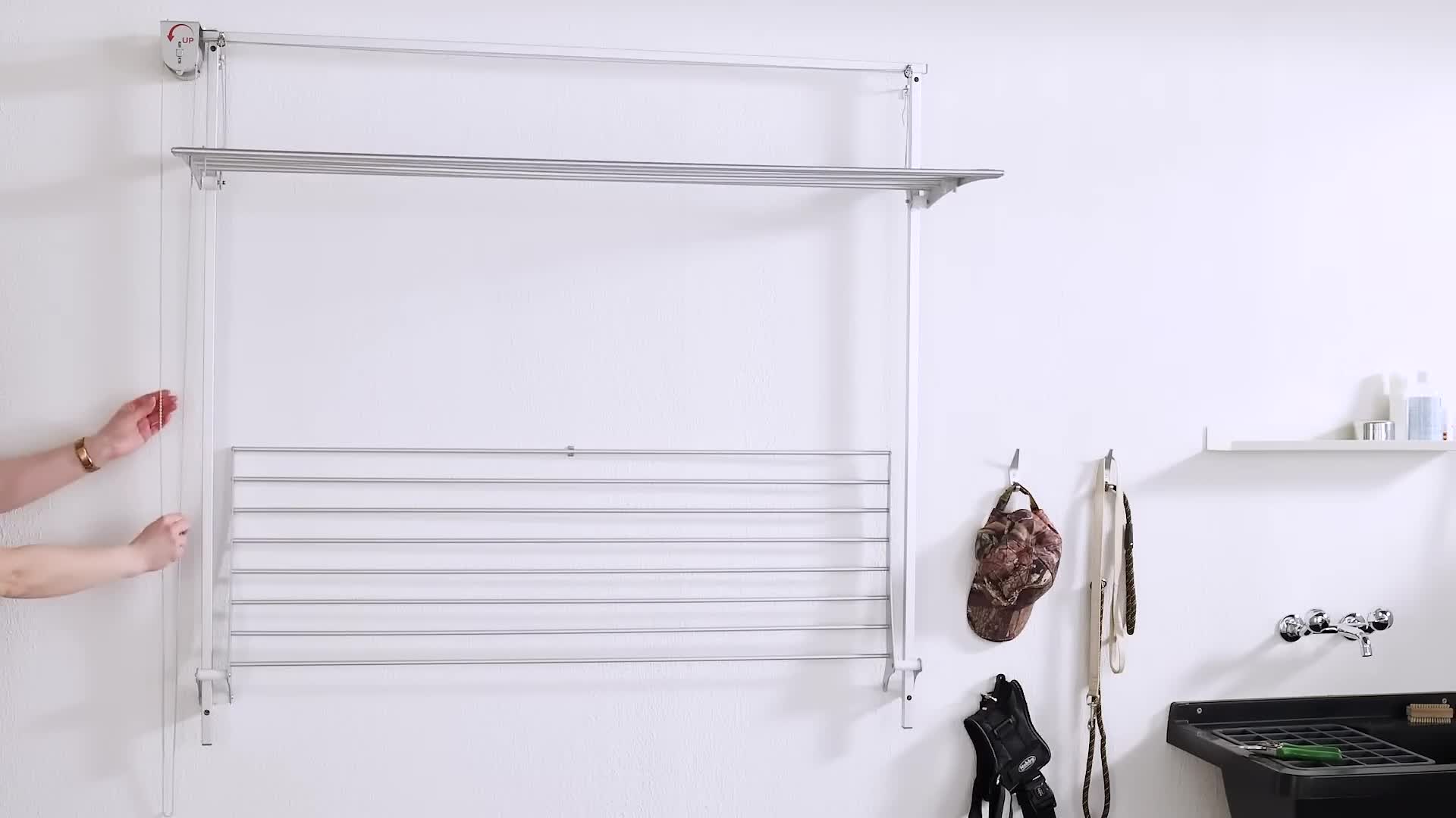 Höhenverstellbarer Wand-Wäschetrockner, doppelte Produktbild-Vorschau 7