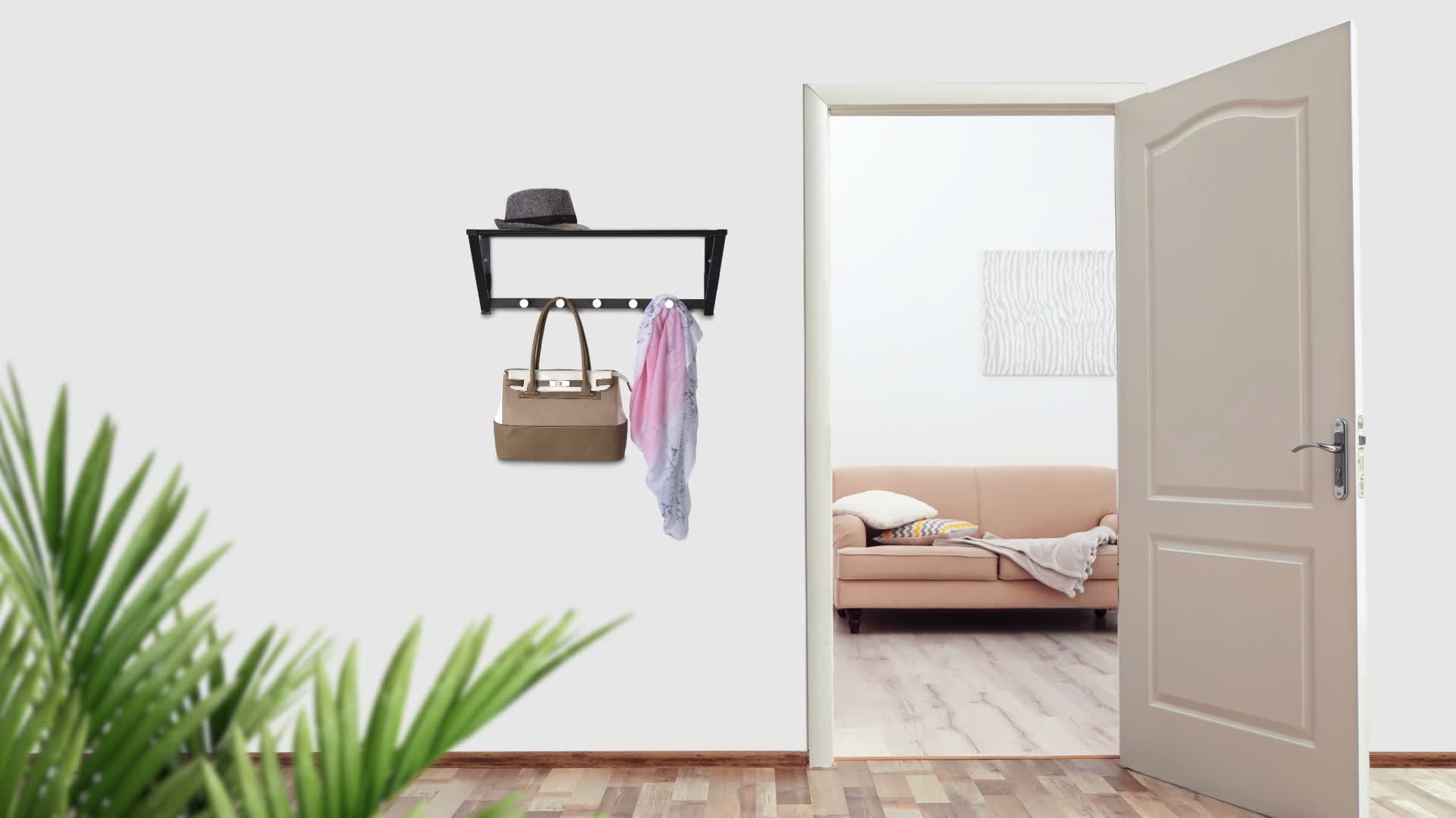 Relaxdays Wandgarderobe mit Ablage, Garderobenleiste 5 Produktbild-Vorschau 7