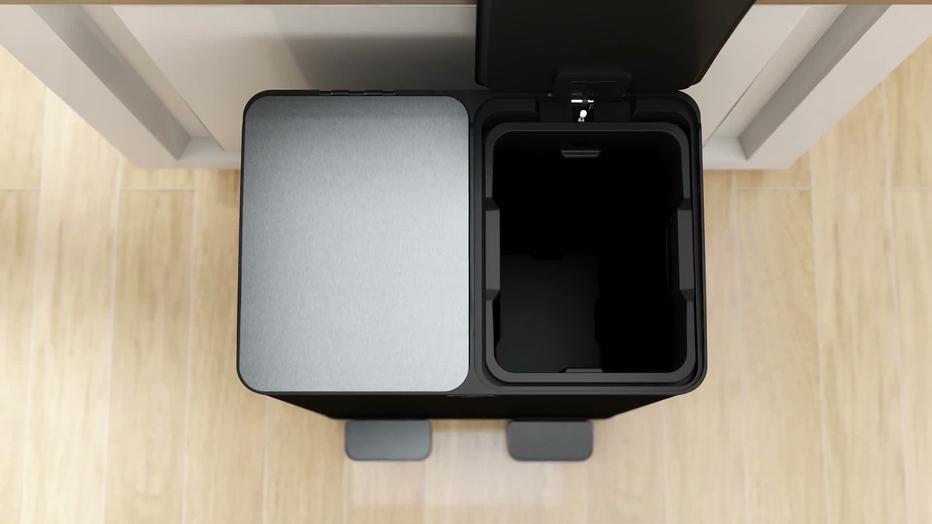 HOMCOM Mülleimer 2 x 28L Mülltrennsystem Edelstahl mit Produktbild-Vorschau 7