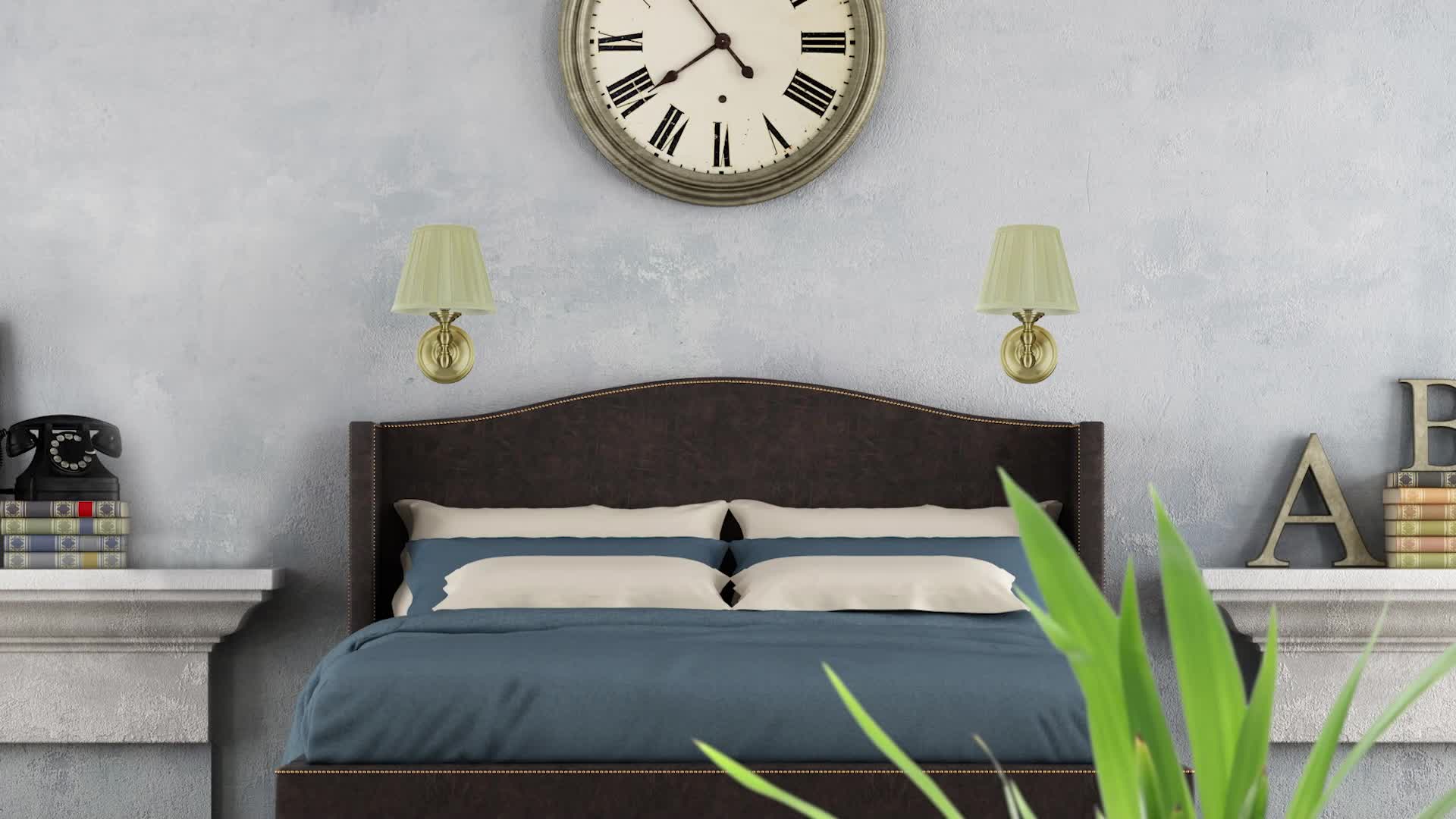 Relaxdays Wandlampe, Stoff-Schirm, antikes Design, Produktbild-Vorschau 7