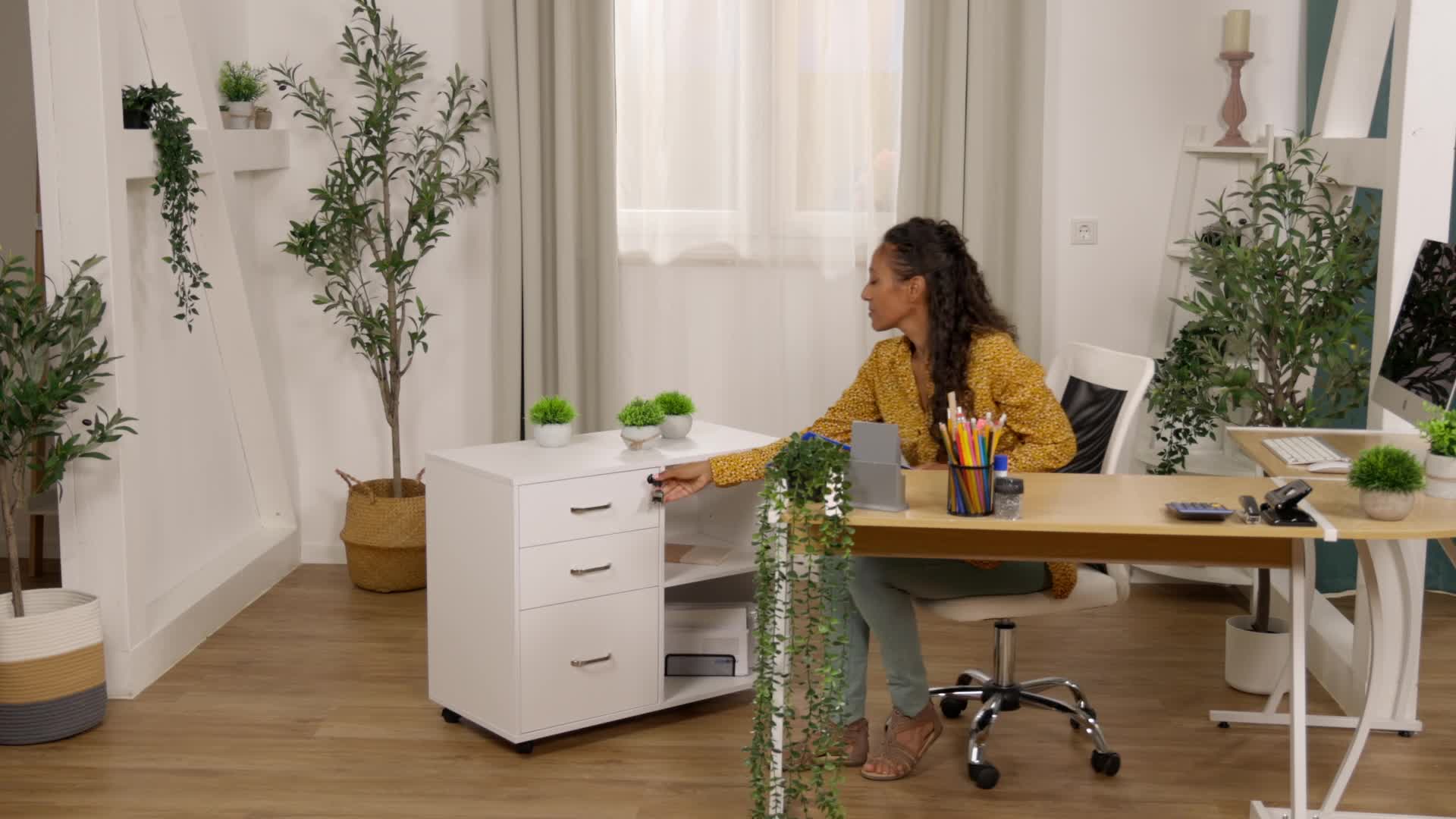 Relaxdays Rollcontainer, 3 Schubladen, 2 Fächer, Produktbild-Vorschau 7