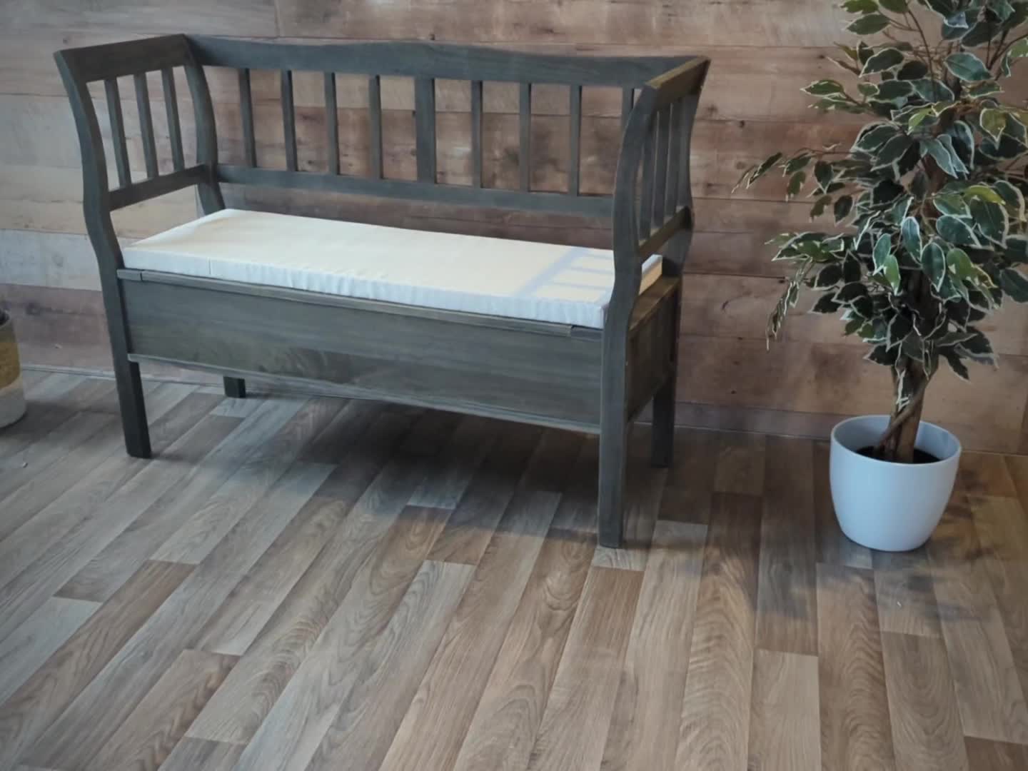 Sitzbank H207, Bank Truhenbank Holzbank Aufbewahrungstruhe, Produktbild-Vorschau 7