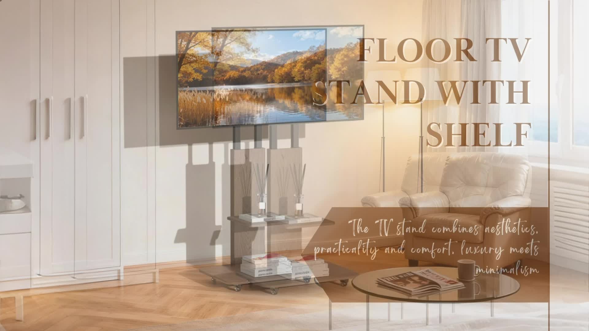 WISFOR TV Standfuß TV Ständer, neigbar rollbar Produktbild-Vorschau 7