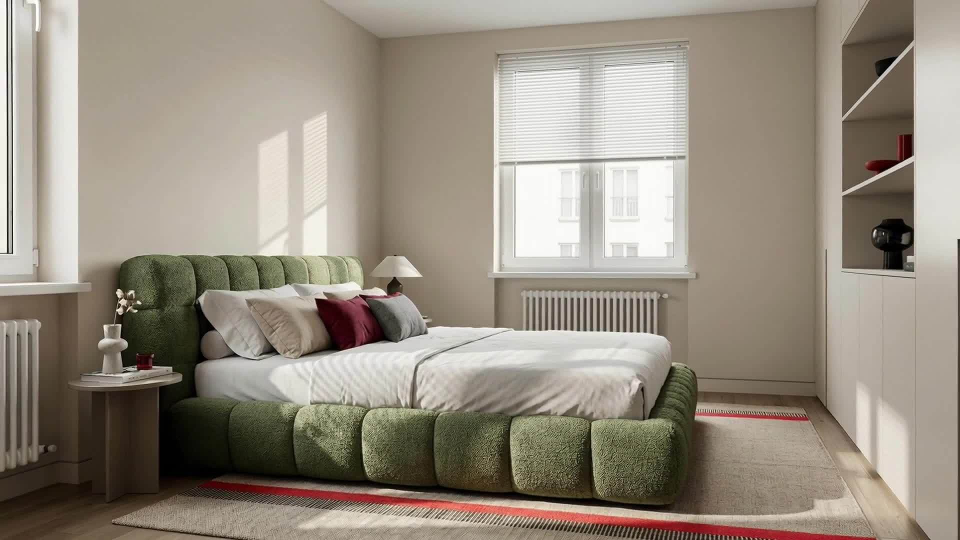 Polsterbett 160x200 cm - Bouclé Stoff - Grün - mit Produktbild-Vorschau 7