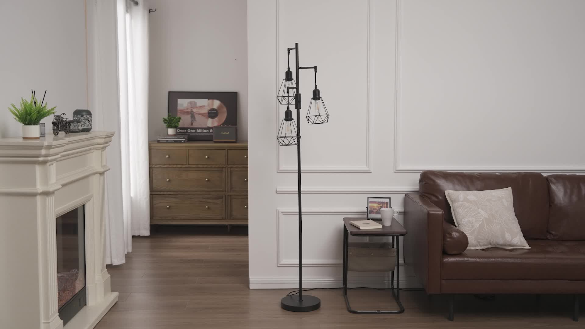 EDISHINE LED Stehlampe Wohnzimmer 166cm, Vintage Industrial Produktbild-Vorschau 7