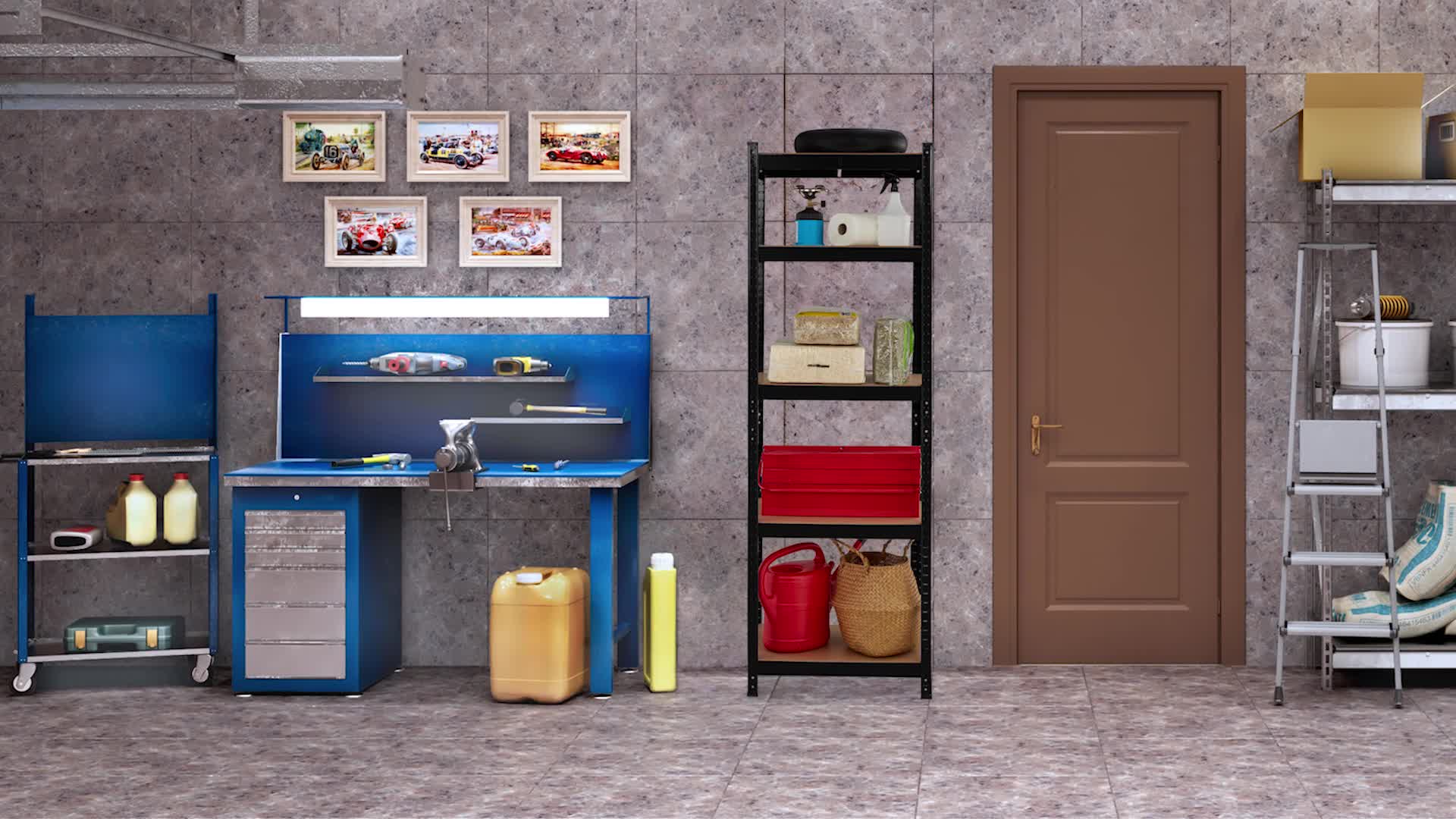 Relaxdays Schwerlastregal, HBT 180x60x45 cm, 500 kg, 5 Produktbild-Vorschau 7