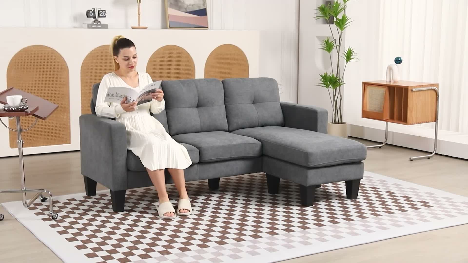 HOMCOM Ecksofa Couch mit Umkehrbar Chaiselongue Sofa L Form Produktbild-Vorschau 7