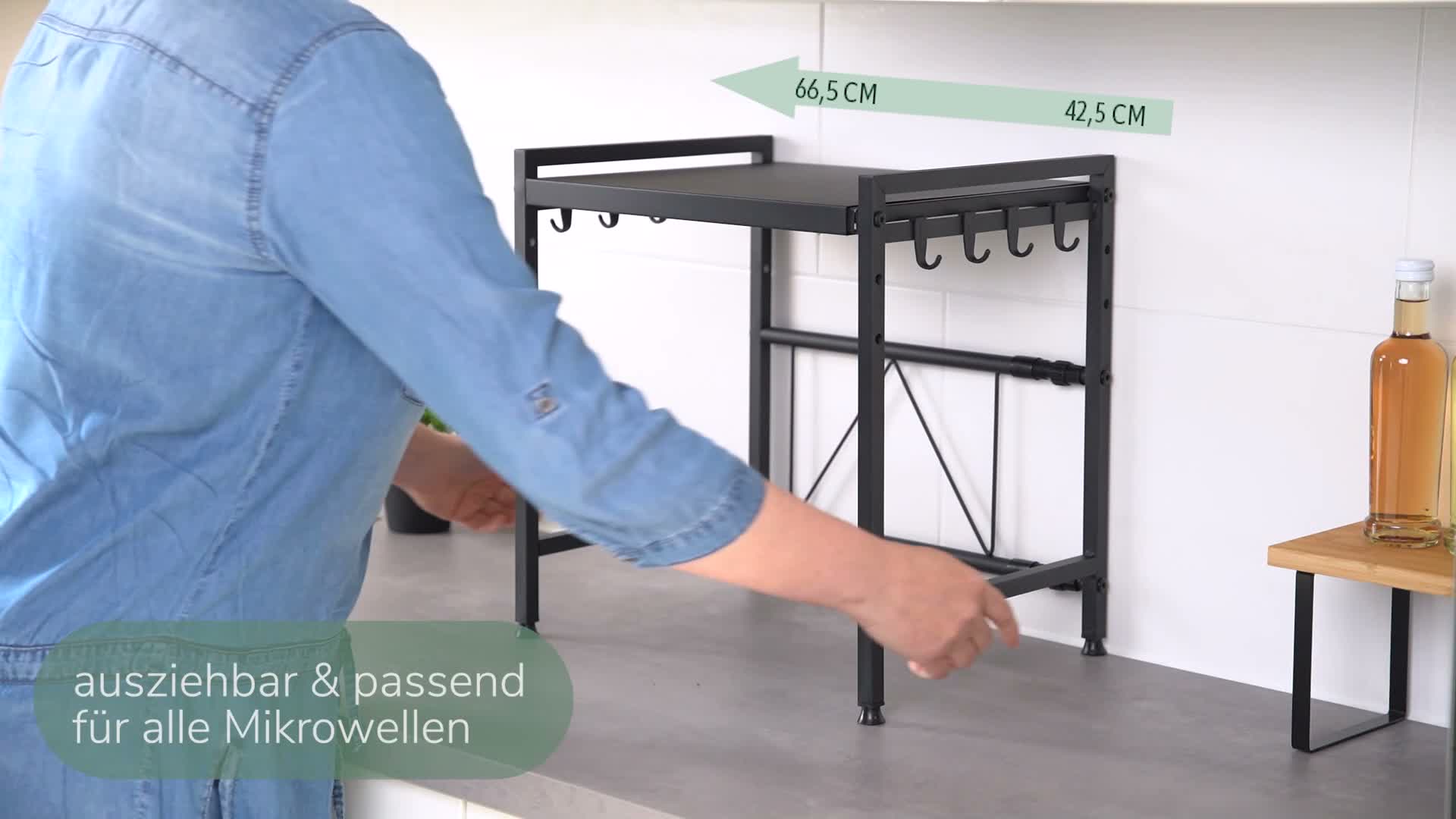 eluno 2-stufiges Mikrowellenregal mit 8 Haken, Produktbild-Vorschau 7