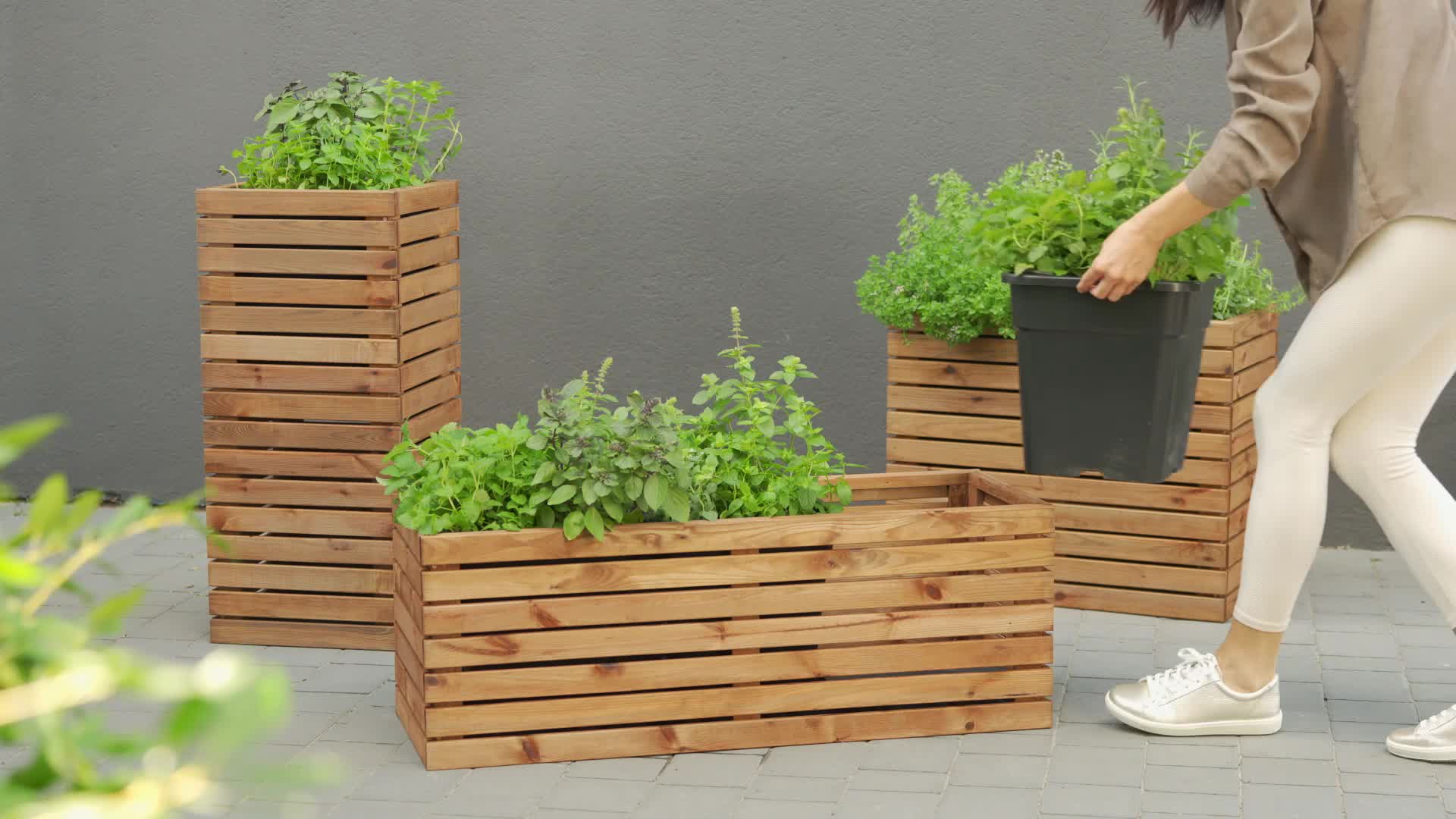 Blumenkasten für innen und außen Pflanzen-Übertopf aus Holz Produktbild-Vorschau 7