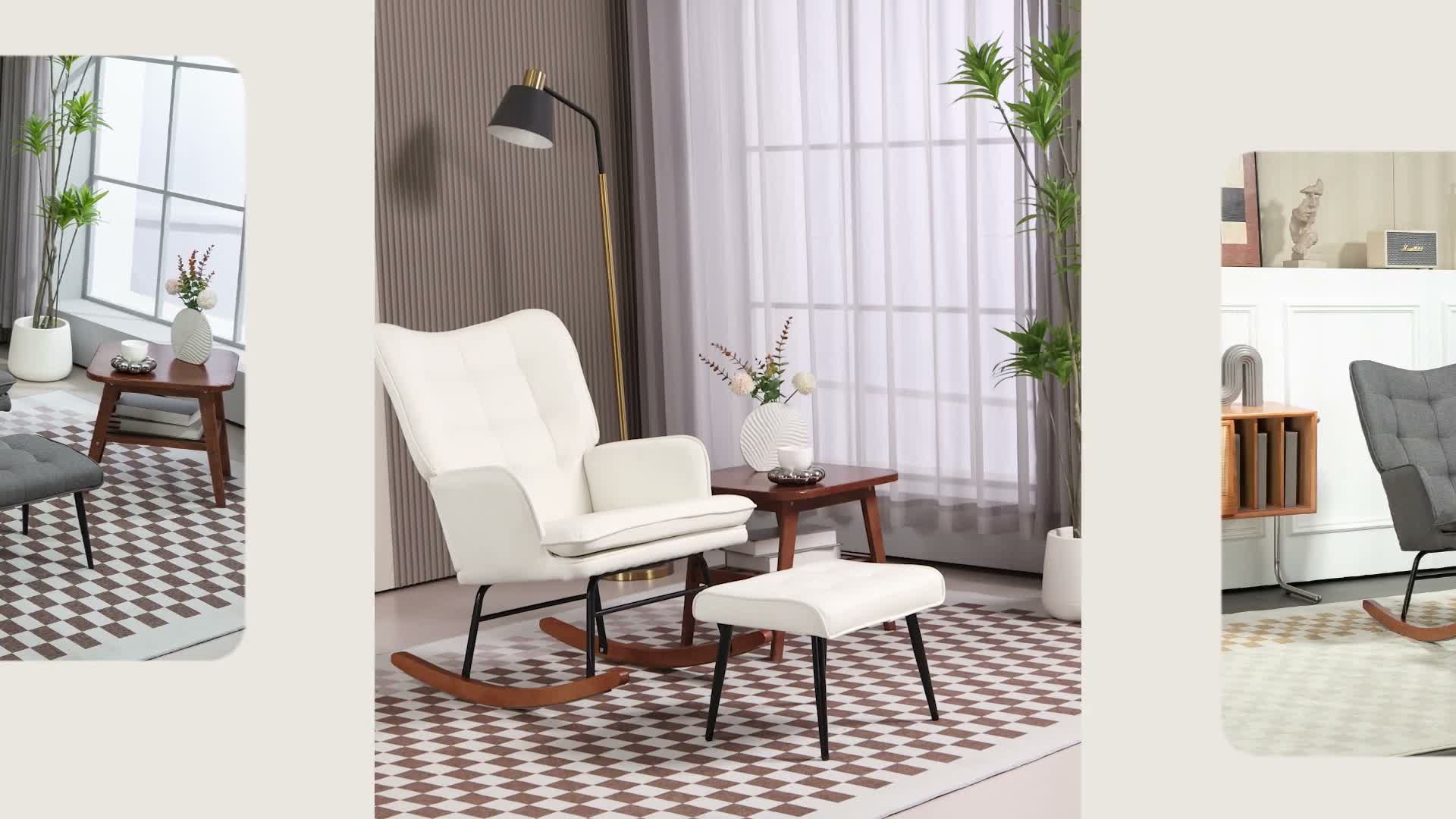 HOMCOM Schaukelstuhl Schwingsessel mit Hocker Relaxsessel Produktbild-Vorschau 7