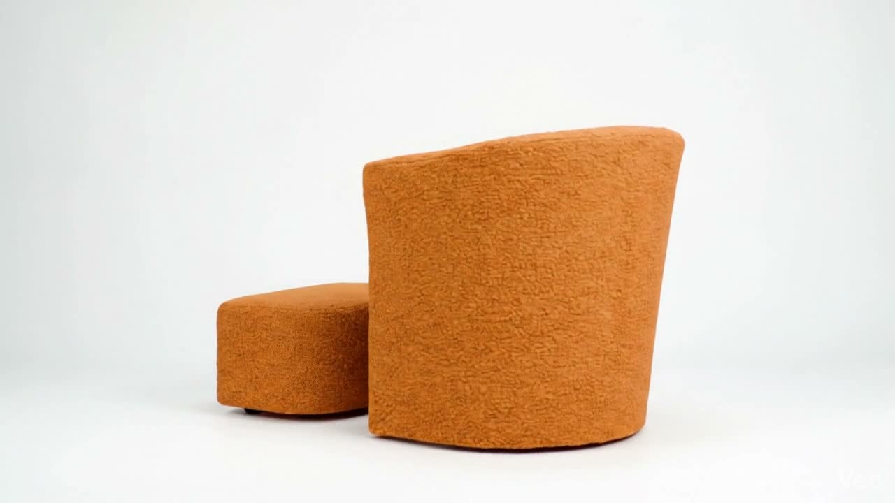 Sessel mit Hocker - Orange - 75x79x64 cm B/H/T - Produktbild-Vorschau 7
