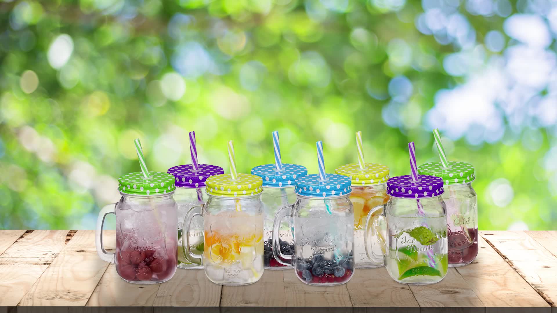 Relaxdays Trinkgläser mit Deckel und Strohhalm, 8er Set Produktbild-Vorschau 7