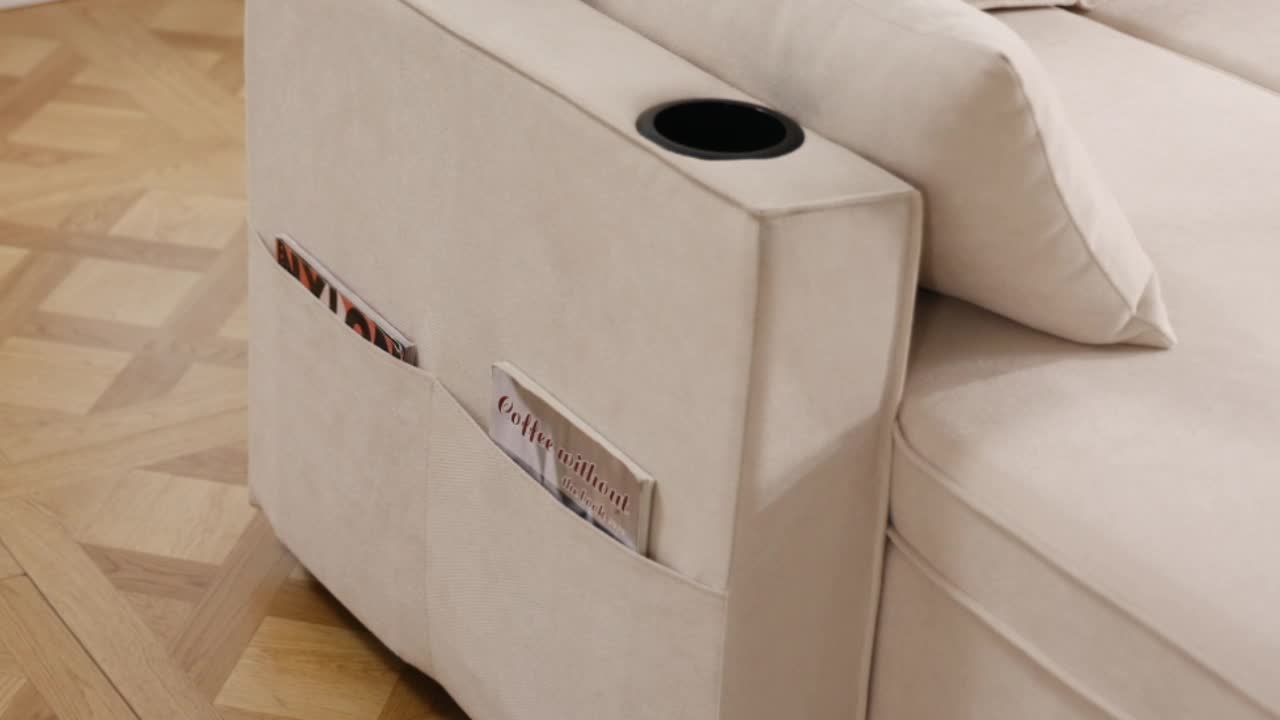 Merax Ecksofa, U-Form Sofa mit Schlaffunktion und Produktbild-Vorschau 7