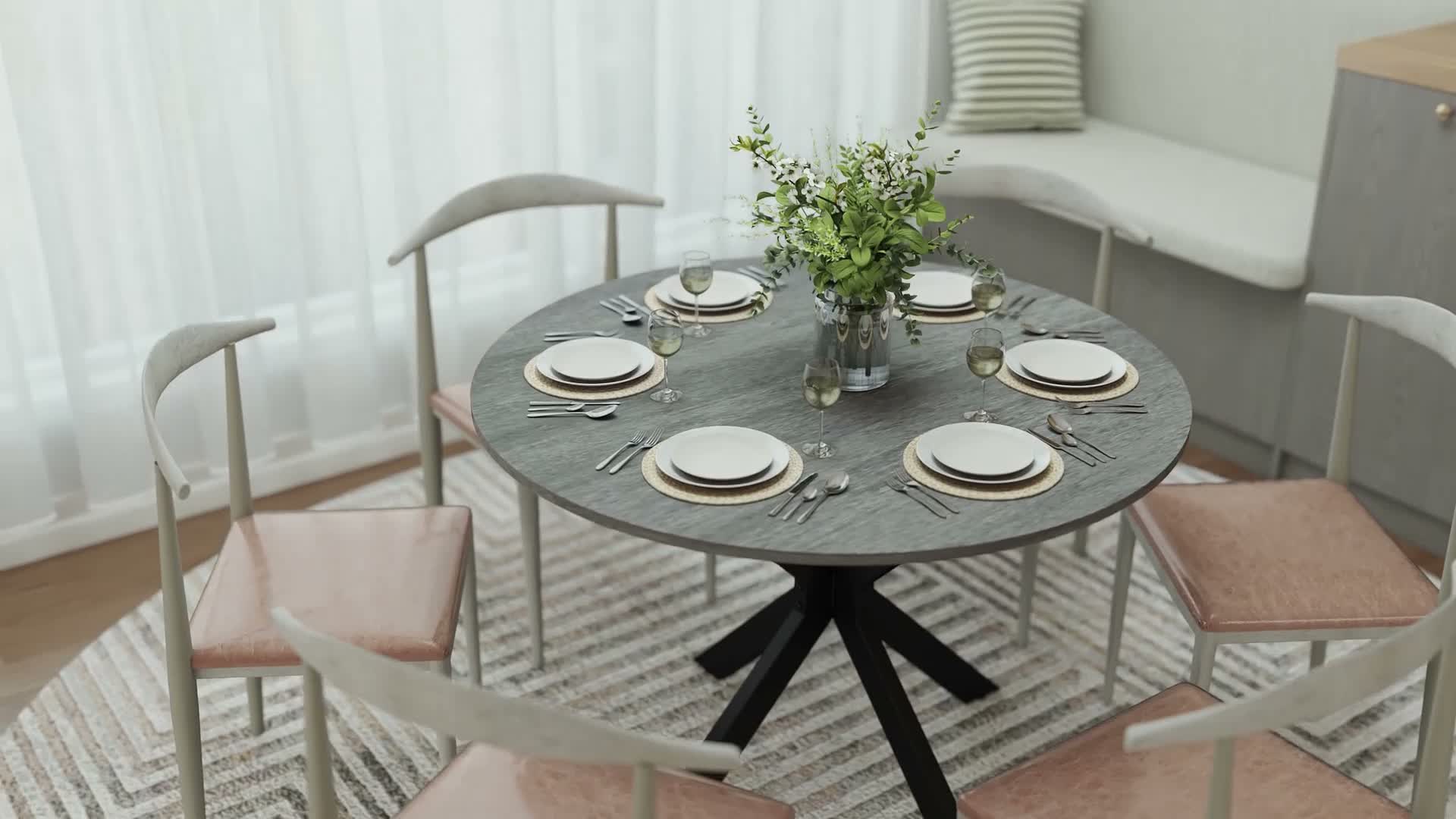 HOMCOM Klappbarer Esstisch Esszimmertisch mit Spinnenfuß Produktbild-Vorschau 7