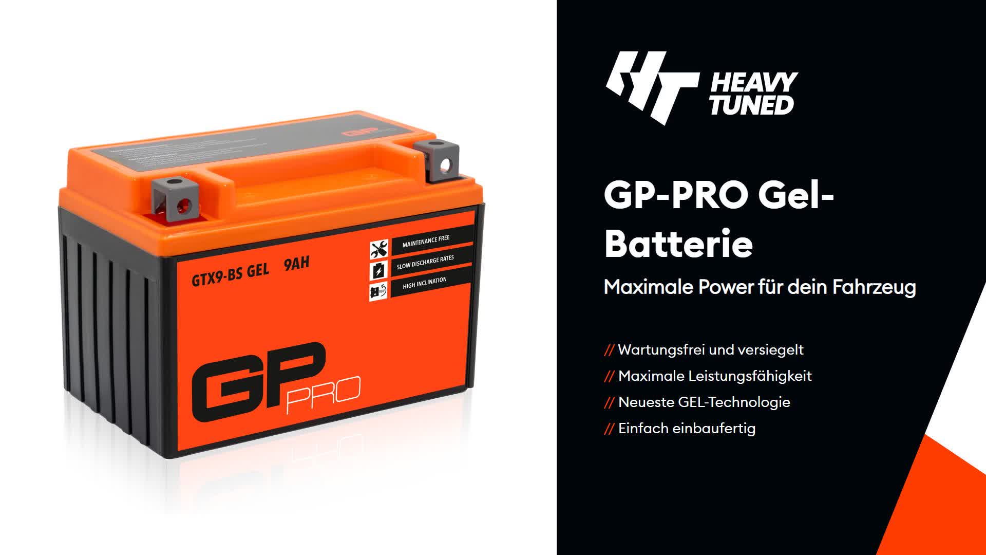 Gel-Batterie GP-PRO GTX9-BS 12 V 9 Ah 120 A Rollerbatterie Produktbild-Vorschau 7