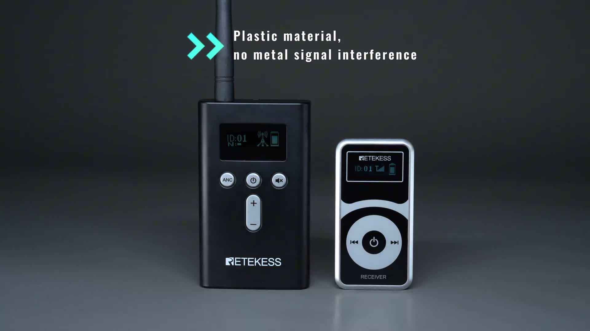 Retekess T130P bezdrátový sprievodcovský systém, slúchadlá Náhľad obrázku produktu 7